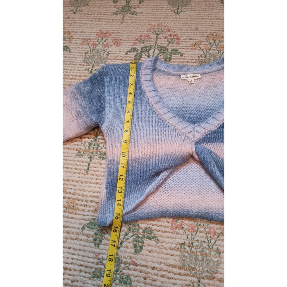 For Love & Lemons Celeste Ombre Fuzzy Knit Twist Front Cropped Sweater S - Picture 9 of 10